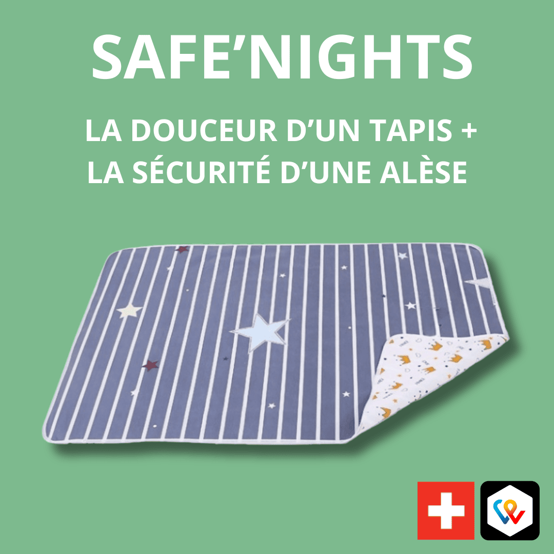 SAFE'NIGHTS 2 EN 1 : TAPIS DOUCEUR + ALÈSE DE SÉCURITÉ