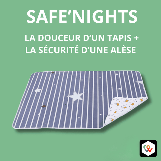 SAFE'NIGHTS 2 EN 1 : TAPIS DOUCEUR + ALÈSE DE SÉCURITÉ